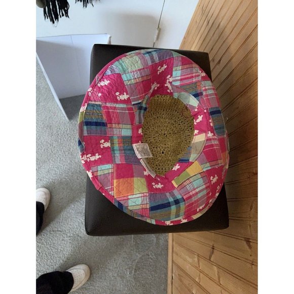 Disney World Sun Hat Pink Patchwork Brown Straw Hat Adult Beach Mickey Mouse - Picture 6 of 11